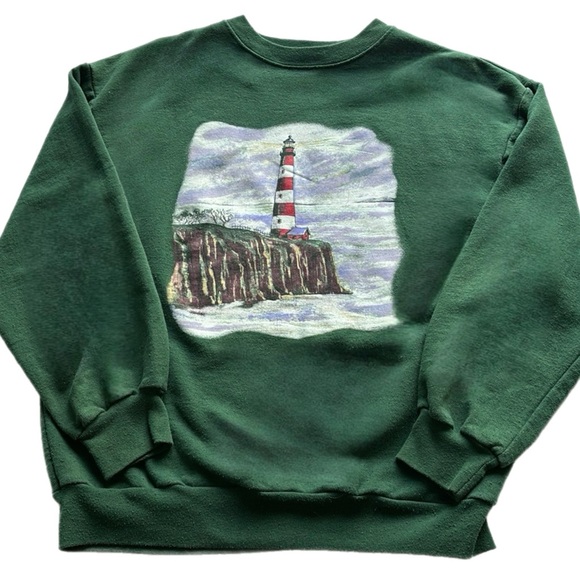 Tops - Retro Coastal Nautical Lighthouse Crewneck Sweatshirt